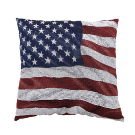 American Flag Waving Indoor Pillow with red, white, and blue colors and star pattern.
