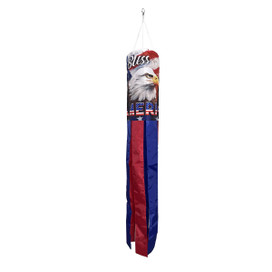 God Bless America Eagle Windsock Wind Twister with red, white, and blue colors and eagle design.