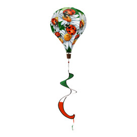 Ladybugs and Daisies hot air balloon spinner with colorful ladybugs, daisies, green and orange ribbons.