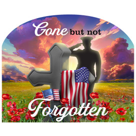 Military Gone But Not Forgotten Acrylic Art Sign with American flag and cross silhouette.
