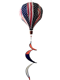 Red White & Blue Deluxe Hot Air Balloon Spinner with American flag design and colorful tails.