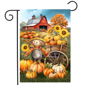Happy Fall Gartenflagge – Herbstblätter & Kürbis Design, 32x46 Cm, Doppelseitig, Wetterfest, Sackleinen