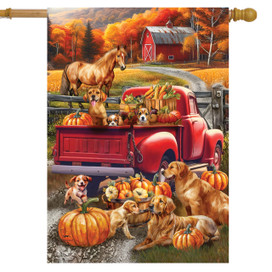 Briarwood Lane Frühlingshaus-Flagge Mit Gelbem Pickup-Truck Motiv – 101,6 X 71,1 Cm, Wetterfest & Doppelseitig
