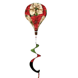 Christmas Poinsettias hot air balloon spinner with red, green, and cream-colored poinsettia flowers design.