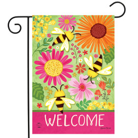 Bee Happy Hive Garten Flagge – 31,8 X 45,7 Cm, Aus Wetterfestem Polyester, Mit Bienenstock-Motiv