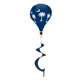 South Carolina Palm Tree Hot Air Balloon Spinner, blue with white palm trees and crescent moon.