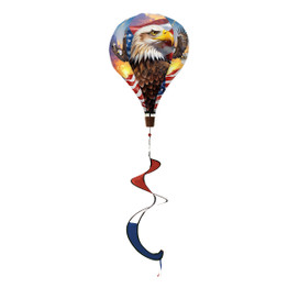 Soaring American Eagle Hot Air Balloon Spinner with patriotic eagle design and red, white, blue ribbons.