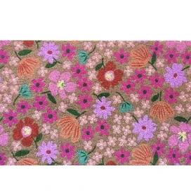 Spring Blooms Coir Doormat, 24x36, colorful floral pattern with pink, purple, red, and green flowers.