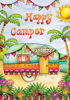 Tropical Camper Summer Garden Flag