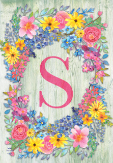 Spring Monogram Letter S Garden Flag