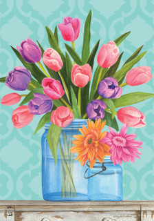 Fresh Cut Flowers Spring House Flag