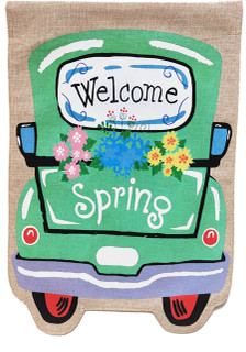 Welcome Spring Truck Burlap House Flag