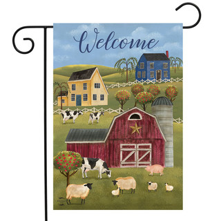 Spring Countryside Welcome Primitive Garden Flag