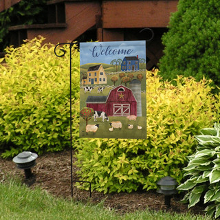Spring Countryside Welcome Primitive Garden Flag