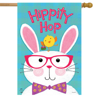 Hippity Hop Bunny Easter House Flag