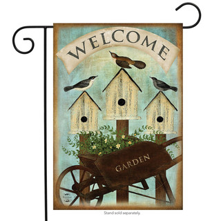 Wheelbarrow Welcome Spring Garden Flag