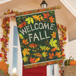 Welcome Fall Leaves House Flag