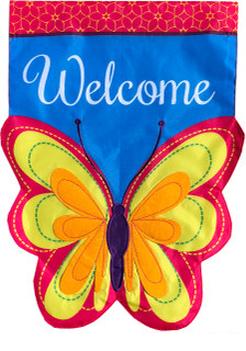 Butterfly Applique Spring Garden Flag