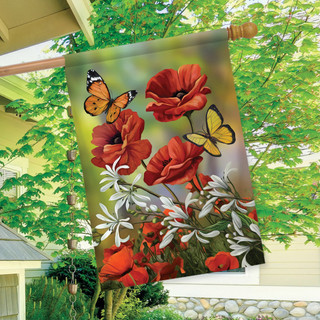 Hello Spring Butterflies House Flag