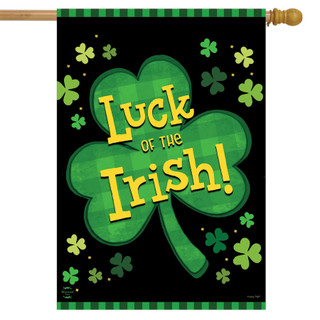 Irish Luck Shamrock House Flag