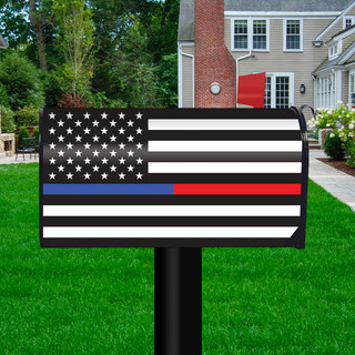 Thin Blue & Red Line Magnetic Mailbox Cover