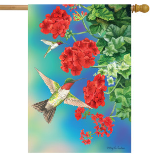 Hummingbirds Spring House Flag