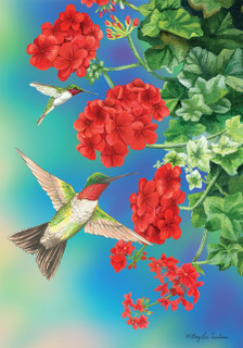 Hummingbirds Spring House Flag