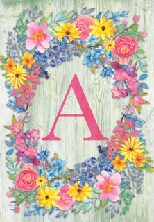 Briarwood Lane Spring Monogram Letter A small colorful garden flag with bright flowers and cheerful spring design.