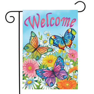 Spring Butterflies Welcome Garden Flag
