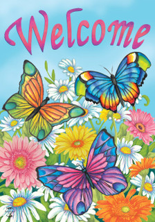 Spring Butterflies Welcome Garden Flag