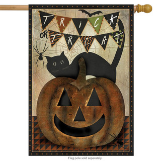 Trick Or Treat Primitive House Flag