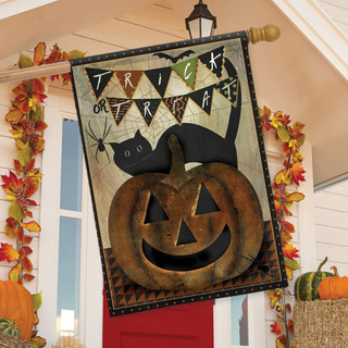 Trick Or Treat Primitive House Flag