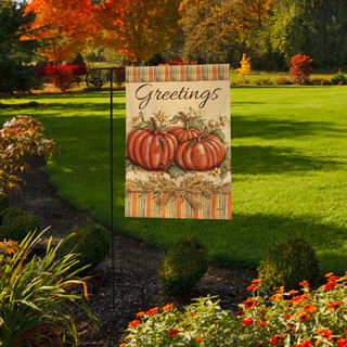Fall Greetings Pumpkins Garden Flag