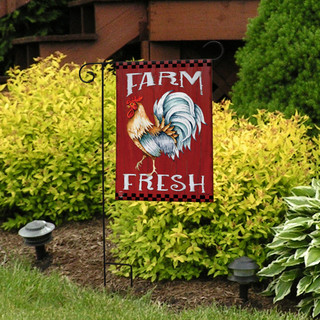 Farm Fresh Rooster Summer Garden Flag