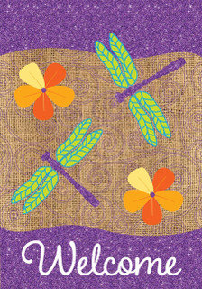 Dragonflies Burlap Spring Garden Flag