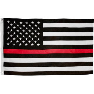 Briarwood Lane Thin Red Line Embroidered Grommet Flag supporting fire dept. and firemen.