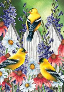 Goldfinch Trio Spring House Flag