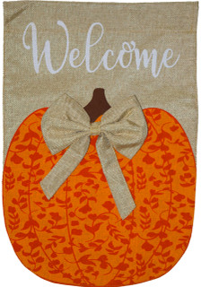 Autumn Pumpkin Burlap House Flag