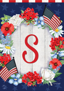 Patriotic Monogram Letter S Garden Flag