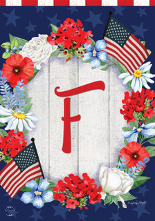 Patriotic Monogram Letter F Garden Flag