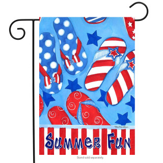 Summer Fun Flip Flops Patriotic Garden Flag