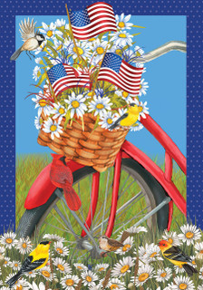 Spring Bicycle Patriotic House Flag