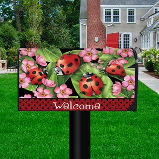 Ladybugs on Leaves Spring Mailbox Cover