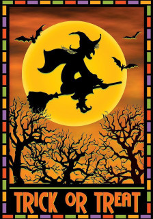 Full Moon Witch Halloween Garden Flag