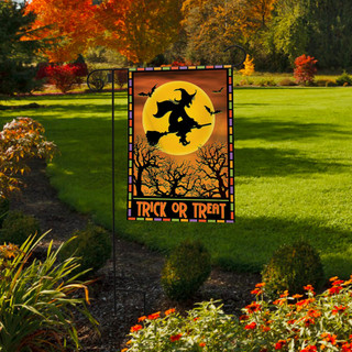 Full Moon Witch Halloween Garden Flag