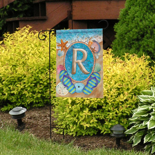Summer Monogram Letter R Garden Flag