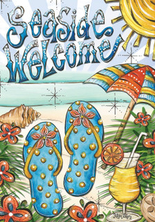 Seaside Welcome Beach Summer Garden Flag