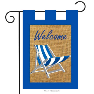 Adirondack Welcome Summer Burlap Garden Flag