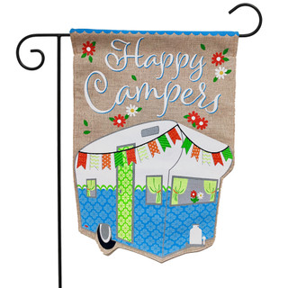 Spring Camper Burlap Garden Flag