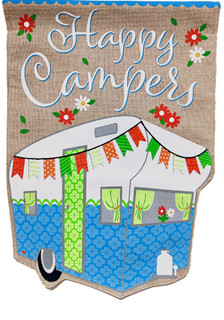 Spring Camper Burlap Garden Flag